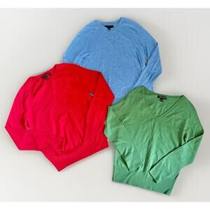 LOT OF 3 Banana Republic Sweater Womens XXS Red Blue Extra Fine Merino Wool